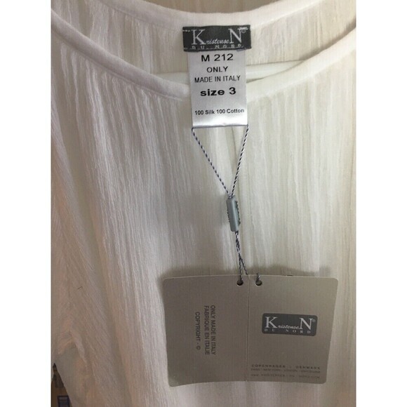 NEW KristenseN Du Nord 10 12  White 100% Silk Sheer Blouse Women’s 3 Top Italy - Picture 7 of 7